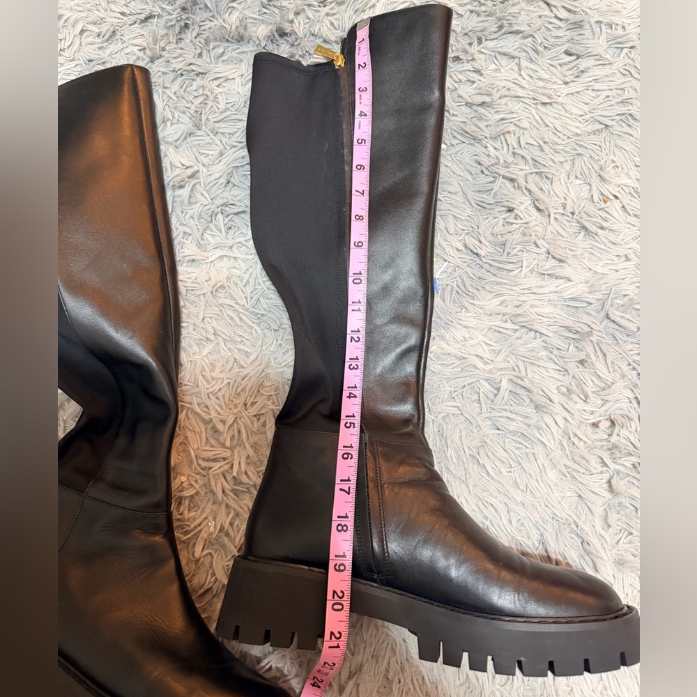 Michael Kors Tall Black Leather Platform Riding Boots - Women - Picture 4 of 5